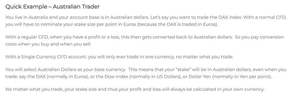 Trade Nation Single currency CFD trading example