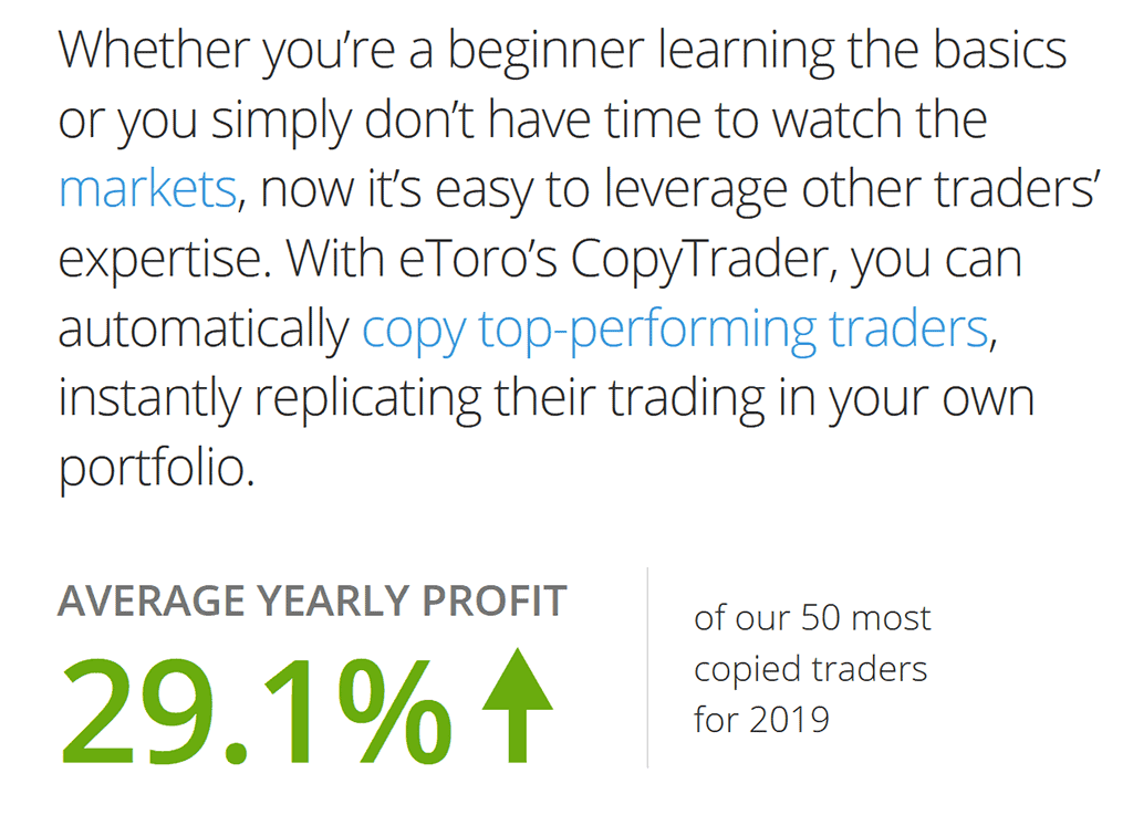 eToro 50 most copied traders profit for 2019