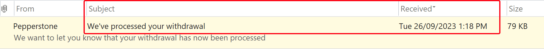 Pepperstone withdrawal time confirmation email